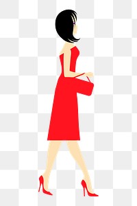 Women in red dress png illustration, transparent background. Free public domain CC0 image.