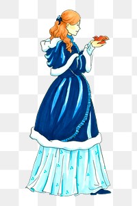 Blue princess png illustration, transparent background. Free public domain CC0 image.