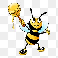 Honey bee png illustration, transparent background. Free public domain CC0 image.