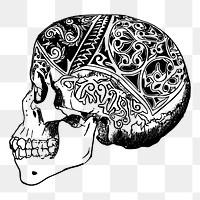 Decorative skull png  illustration, transparent background. Free public domain CC0 image.