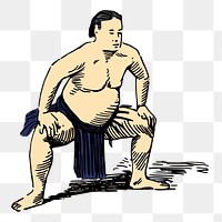 Japanese sumo png illustration, transparent background. Free public domain CC0 image.