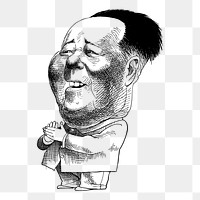 Mao Zedong caricature png drawing illustration, transparent background. Free public domain CC0 image.