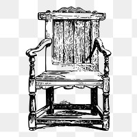 Wooden arm chair png illustration, transparent background. Free public domain CC0 image.