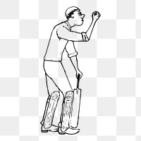 Cricket player png  illustration, transparent background. Free public domain CC0 image.