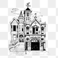 Victorian house png  illustration, transparent background. Free public domain CC0 image.