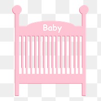 Pink crib png illustration, transparent background. Free public domain CC0 image.