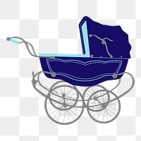 Baby stroller png illustration, transparent background. Free public domain CC0 image.