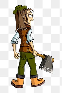 Man with axe png illustration, transparent background. Free public domain CC0 image.