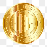 Bitcoin png illustration, transparent background. Free public domain CC0 image.