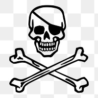 Pirate skull png illustration, transparent background. Free public domain CC0 image.