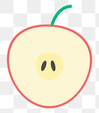 Half apple png illustration, transparent background. Free public domain CC0 image.