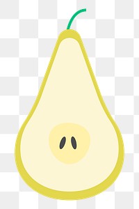 Half pear fruit png illustration, transparent background. Free public domain CC0 image.