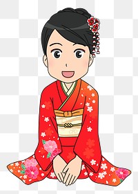 Japanese woman png illustration, transparent background. Free public domain CC0 image.