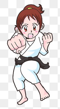 Karate girl png illustration, transparent background. Free public domain CC0 image.