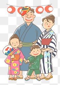 Japanese family png illustration, transparent background. Free public domain CC0 image.