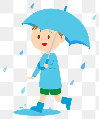 Boy in boots rainy day png illustration, transparent background. Free public domain CC0 image.