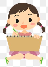 Girl writing png illustration, transparent background. Free public domain CC0 image.