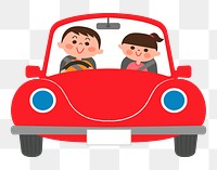 Couple road trip png illustration, transparent background. Free public domain CC0 image.