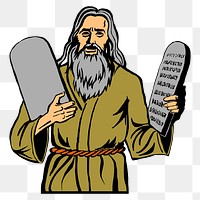 Moses and the ten commandments png illustration, transparent background. Free public domain CC0 image.