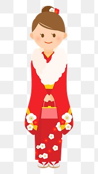 Japanese kimono woman png illustration, transparent background. Free public domain CC0 image.