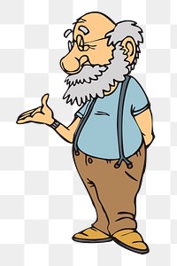 Old man standing png illustration, transparent background. Free public domain CC0 image.