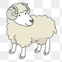 Sheep png illustration, transparent background. Free public domain CC0 image.