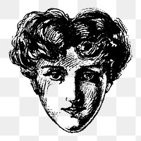 Woman portrait png illustration, transparent background. Free public domain CC0 image.