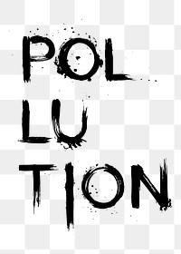 Pollution png word sticker, transparent background