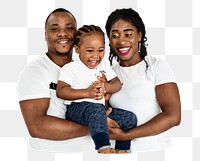 Png happy African family sticker, transparent background