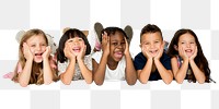 Png diverse cheerful kids sticker, transparent background