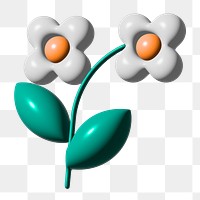 Png 3D white flower illustration, transparent background