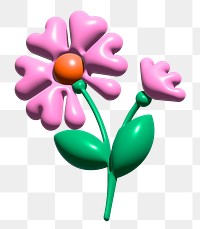 Png Pink 3D flower illustration, transparent background