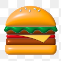 Burger 3D illustration png, transparent background