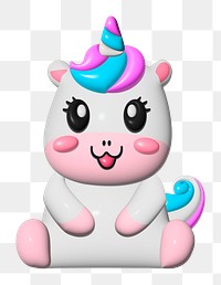 Unicorn 3D illustration png, transparent background