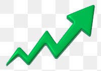 Png upward trends arrow 3D illustration, transparent background