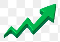 Png upward trends arrow 3D illustration, transparent background