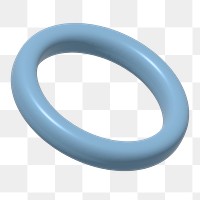 Png blue ring 3D illustration, transparent background