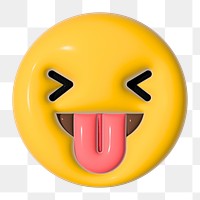 Tongue-out 3D emoticon png, transparent background