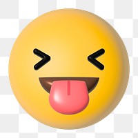 Tongue-out 3D emoticon png, transparent background