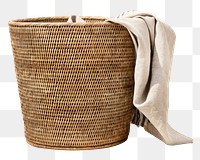 Png weaved laundry basket sticker, transparent background