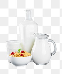 Milk & breakfast png sticker, transparent background