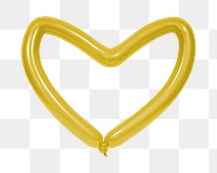 Yellow heart balloon png sticker, transparent background