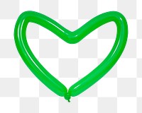 Green heart balloon png sticker, transparent background