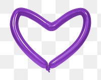 Purple heart balloon png sticker, transparent background