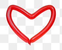 Red heart balloon png sticker, transparent background