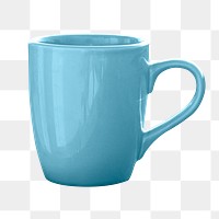 Blue mug png sticker, transparent background