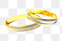 Gold wedding rings png sticker, transparent background