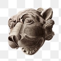 Gargoyle head statue png illustration sticker, transparent background