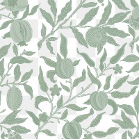 PNG William Morris's fruit pattern sticker, vintage pomegranate design, transparent background