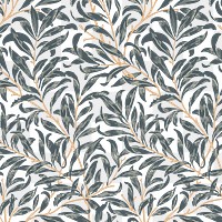 PNG William Morris's leaf pattern sticker, vintage floral design, transparent background